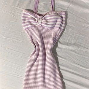 FULL TILT Tilly Striped Sweater Knit Halter Dress PURPLE